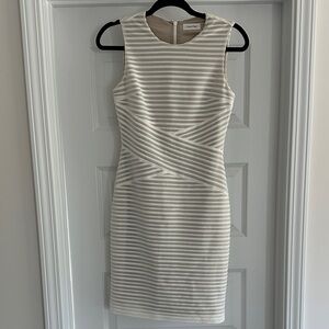 Calvin Klein Women's Cream Striped Mini Dress